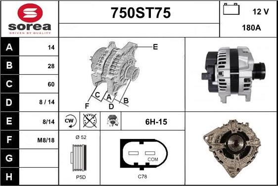 STARTCAR 750ST75 - Alternator autospares.lv