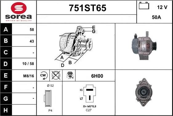 STARTCAR 751ST65 - Alternator autospares.lv