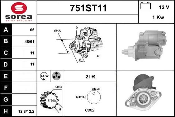 STARTCAR 751ST11 - Starter autospares.lv