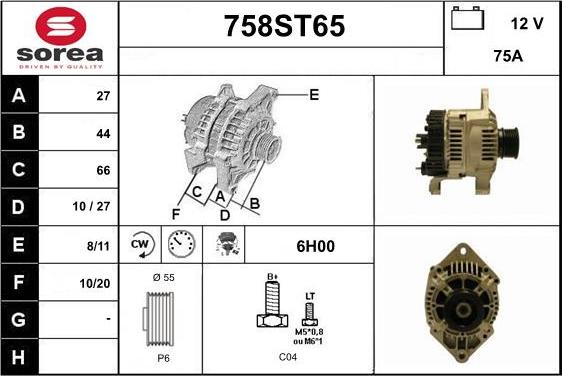 STARTCAR 758ST65 - Alternator autospares.lv