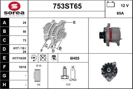 STARTCAR 753ST65 - Alternator autospares.lv