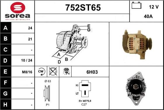 STARTCAR 752ST65 - Alternator autospares.lv