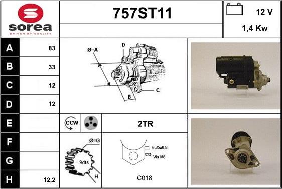 STARTCAR 757ST11 - Starter autospares.lv