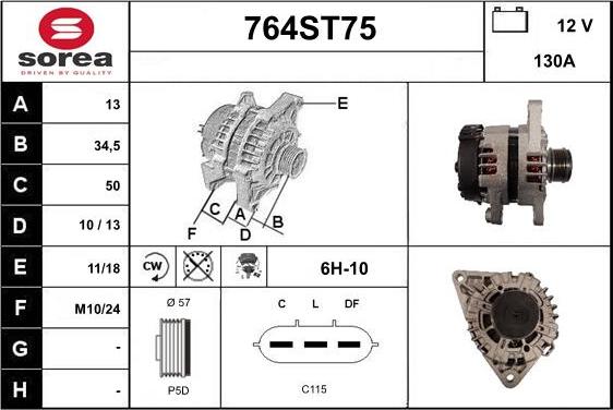 STARTCAR 764ST75 - Alternator autospares.lv