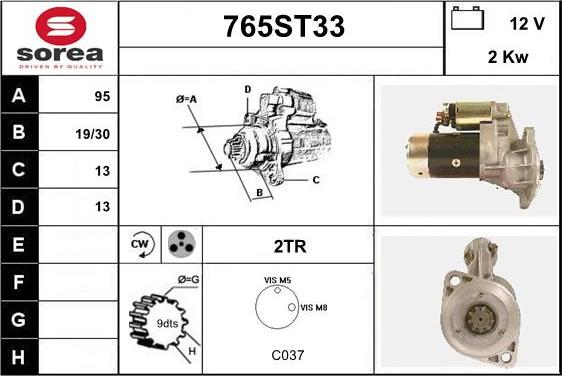 STARTCAR 765ST33 - Starter autospares.lv