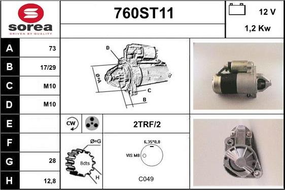 STARTCAR 760ST11 - Starter autospares.lv