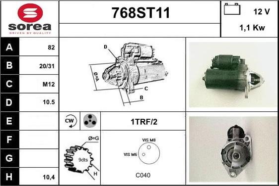 STARTCAR 768ST11 - Starter autospares.lv