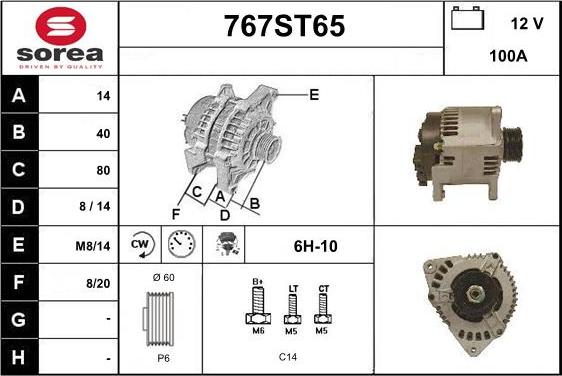 STARTCAR 767ST65 - Alternator autospares.lv