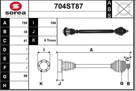 STARTCAR 704ST87 - Drive Shaft autospares.lv