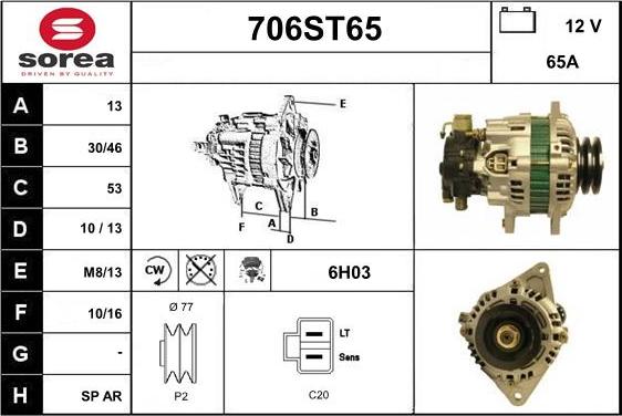 STARTCAR 706ST65 - Alternator autospares.lv