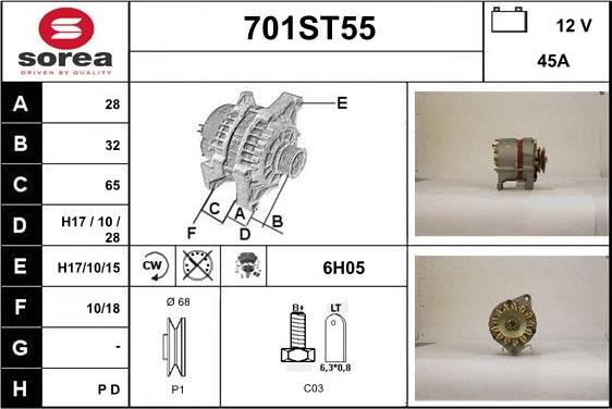 STARTCAR 701ST55 - Alternator autospares.lv