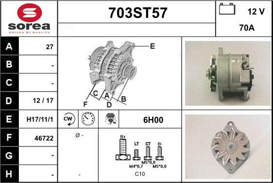 STARTCAR 703ST57 - Alternator autospares.lv