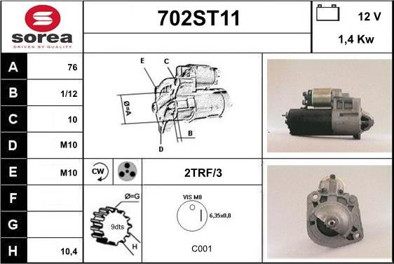 STARTCAR 702ST11 - Starter autospares.lv