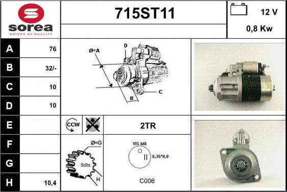 STARTCAR 715ST11 - Starter autospares.lv