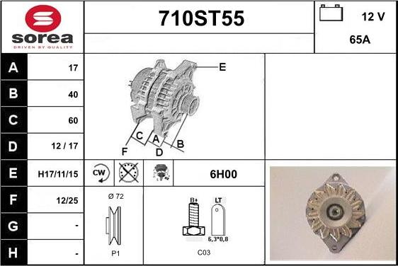 STARTCAR 710ST55 - Alternator autospares.lv