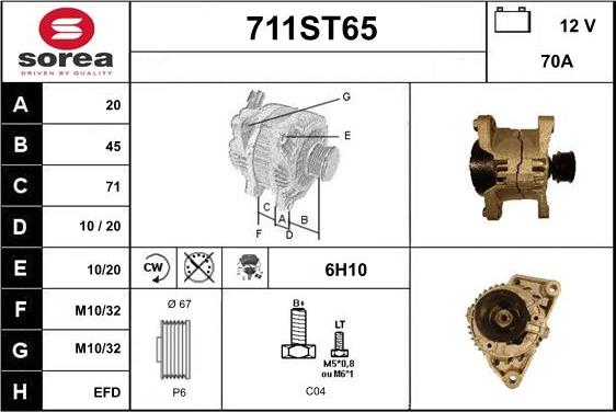 STARTCAR 711ST65 - Alternator autospares.lv