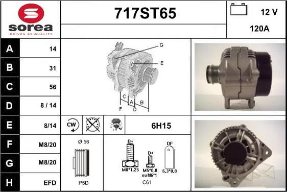 STARTCAR 717ST65 - Alternator autospares.lv