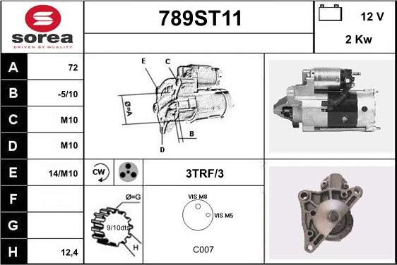 STARTCAR 789ST11 - Starter autospares.lv