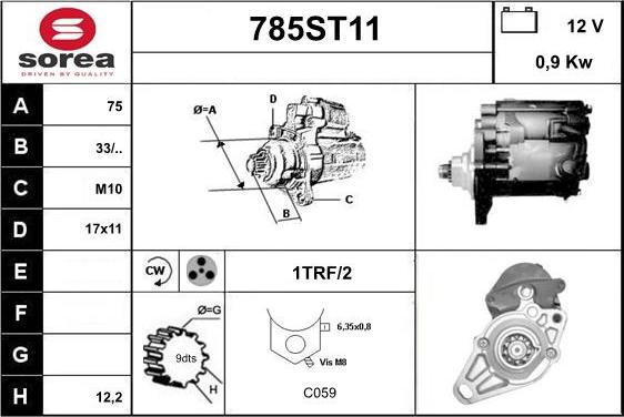 STARTCAR 785ST11 - Starter autospares.lv