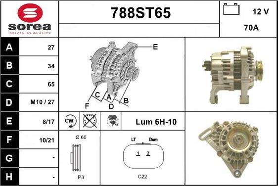 STARTCAR 788ST65 - Alternator autospares.lv