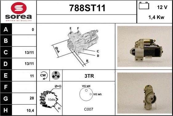 STARTCAR 788ST11 - Starter autospares.lv