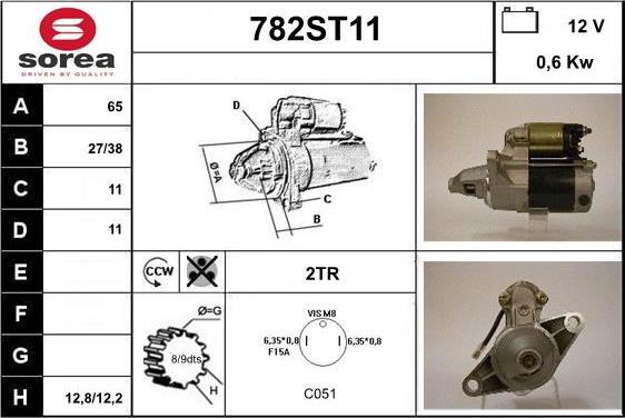 STARTCAR 782ST11 - Starter autospares.lv