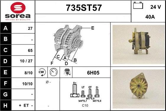 STARTCAR 735ST57 - Alternator autospares.lv