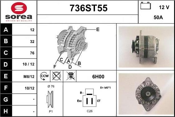 STARTCAR 736ST55 - Alternator autospares.lv