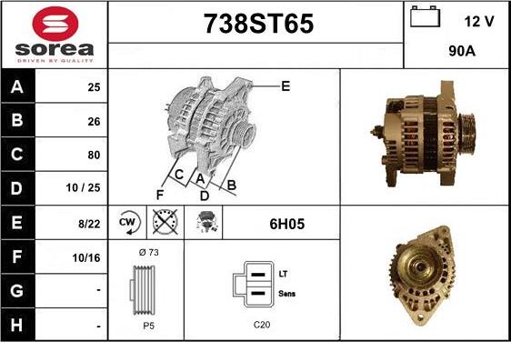 STARTCAR 738ST65 - Alternator autospares.lv