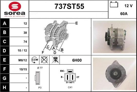 STARTCAR 737ST55 - Alternator autospares.lv