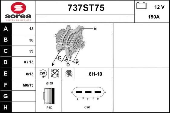 STARTCAR 737ST75 - Alternator autospares.lv