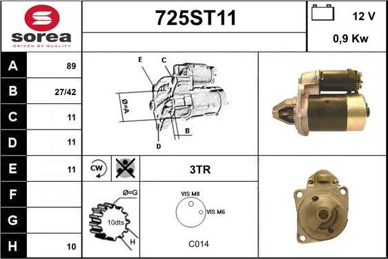 STARTCAR 725ST11 - Starter autospares.lv