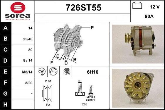 STARTCAR 726ST55 - Alternator autospares.lv