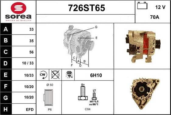 STARTCAR 726ST65 - Alternator autospares.lv