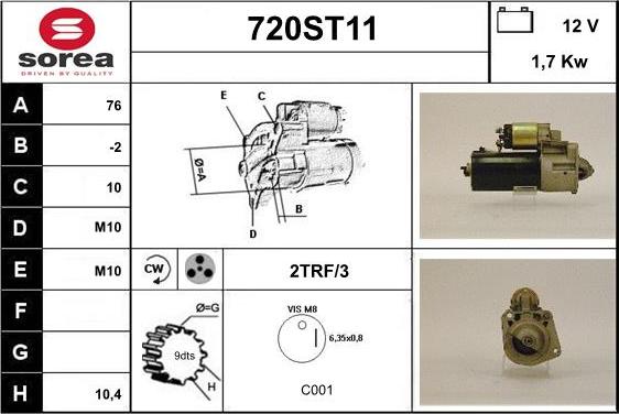 STARTCAR 720ST11 - Starter autospares.lv