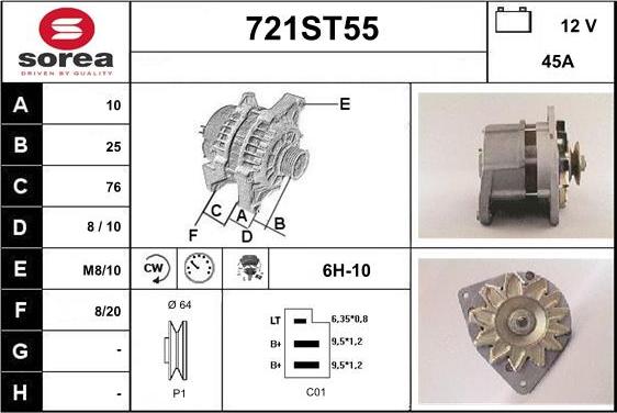 STARTCAR 721ST55 - Alternator autospares.lv