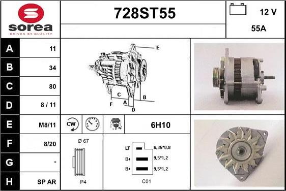 STARTCAR 728ST55 - Alternator autospares.lv