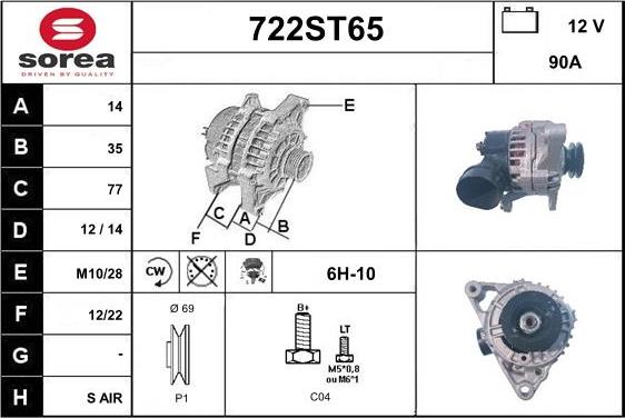 STARTCAR 722ST65 - Alternator autospares.lv