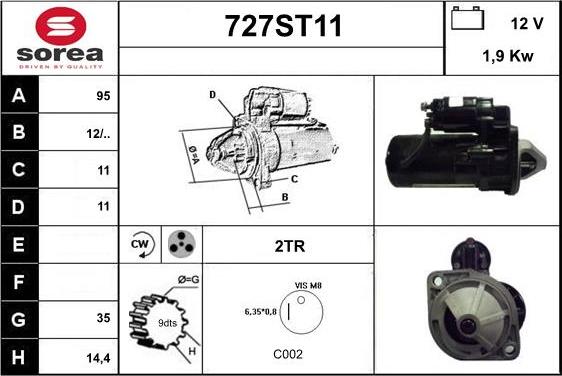 STARTCAR 727ST11 - Starter autospares.lv