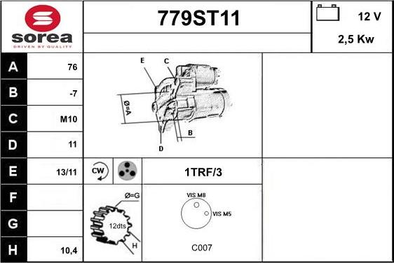 STARTCAR 779ST11 - Starter autospares.lv