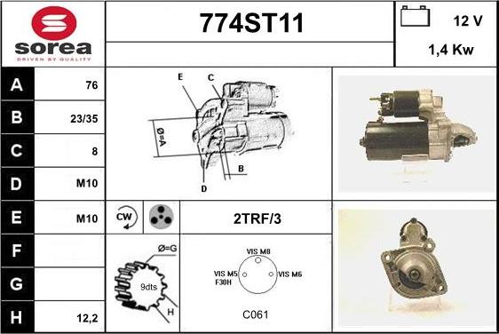 STARTCAR 774ST11 - Starter autospares.lv