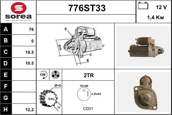 STARTCAR 776ST33 - Starter autospares.lv