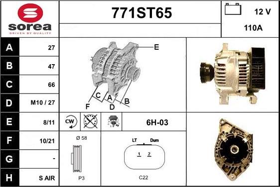 STARTCAR 771ST65 - Alternator autospares.lv