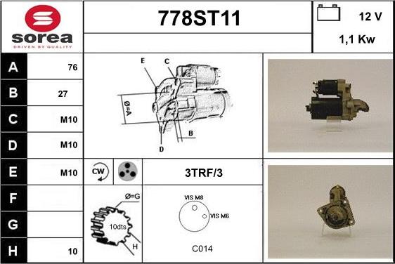 STARTCAR 778ST11 - Starter autospares.lv