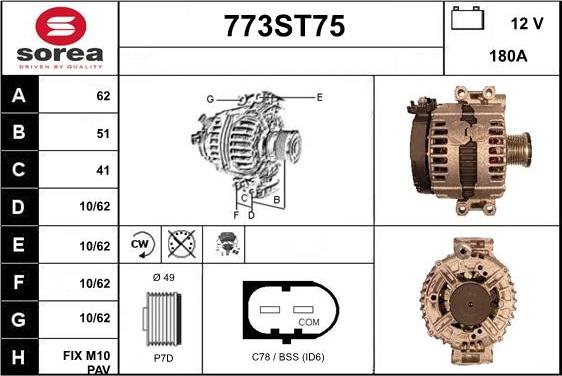 STARTCAR 773ST75 - Alternator autospares.lv