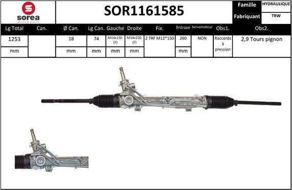 STARTCAR SOR1161585 - Steering Gear autospares.lv