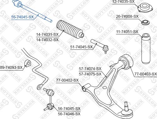 Stellox 55-74045-SX - Inner Tie Rod, Axle Joint autospares.lv