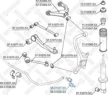 Stellox 56-51027-SX - Rod / Strut, stabiliser autospares.lv