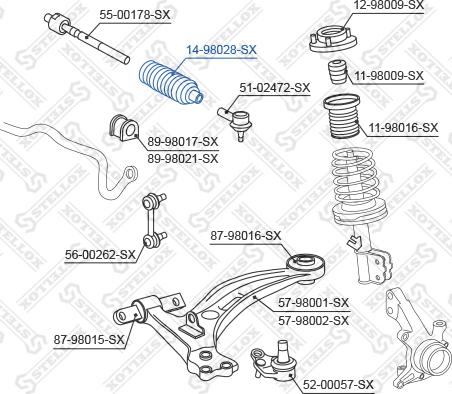 Stellox 14-98028-SX - Bellow, steering autospares.lv