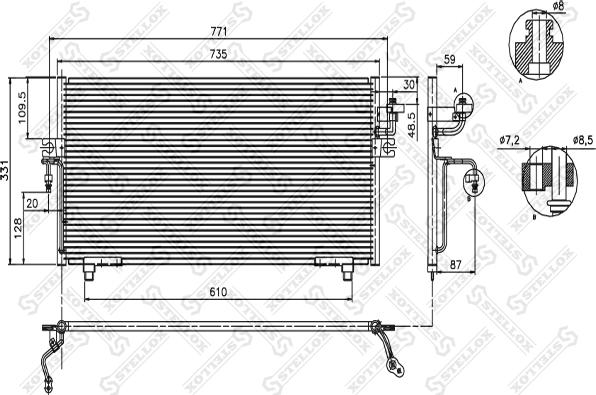 Stellox 10-45018-SX - Condenser, air conditioning autospares.lv